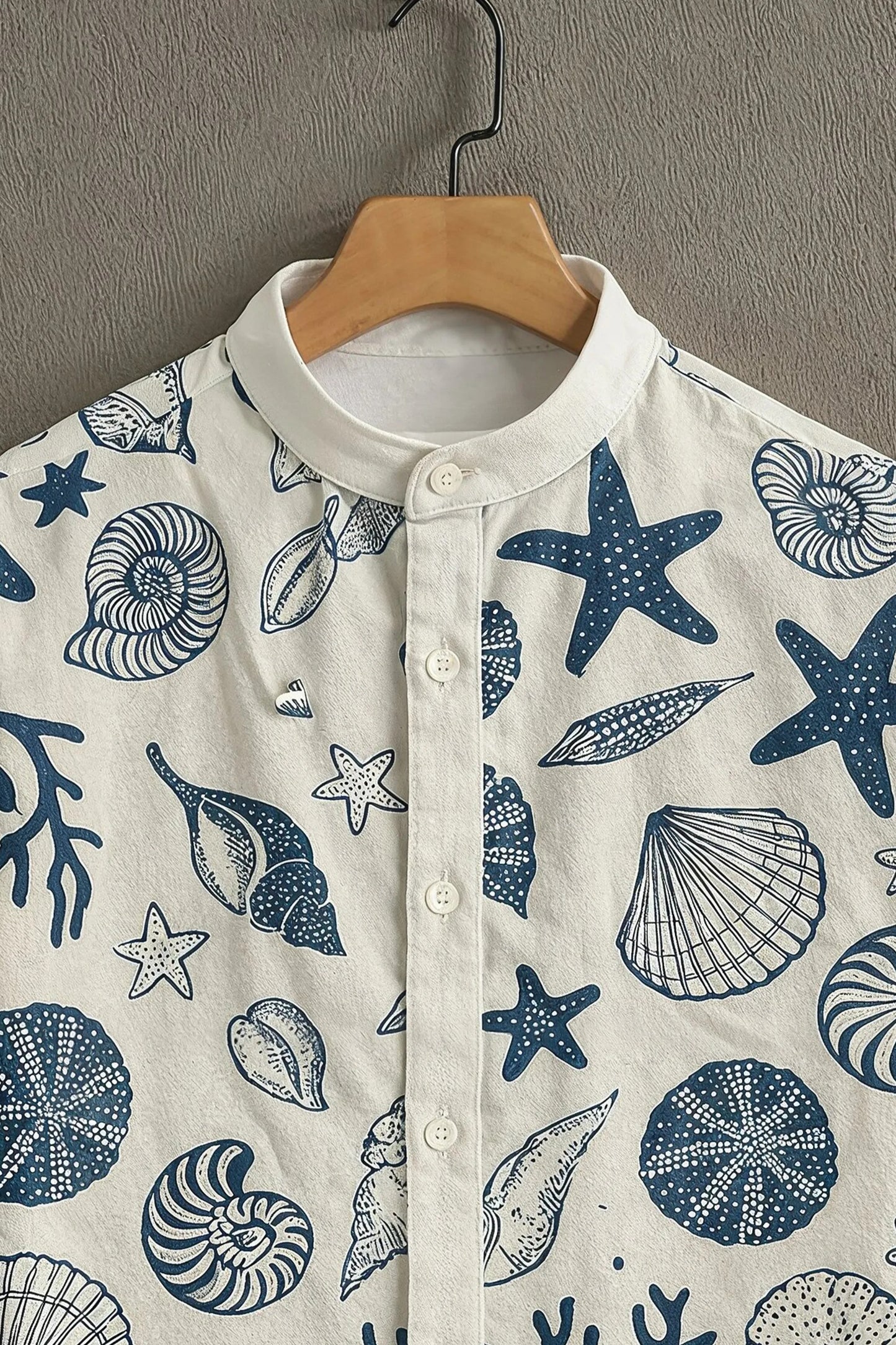 Breyln Ocean Printed Shirt – Premium Casual Half Sleeve Shirt (Sea Shell & Starfish Design)